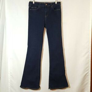 TopShop Moto Tally Jeans Sz 6 Blue Dark Wash Flare Cuff